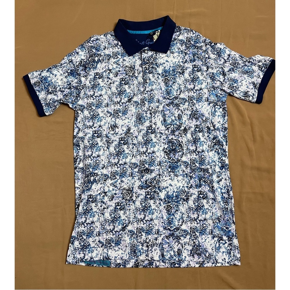NWT New $158 Robert Graham Rainwater Blue Classic Fit Polo Shirt Size S